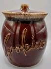 Vintage MCM Hull Pottery Cookie Jar with Lid Brown Drip Glazed EUC USA