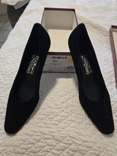 Salvatore Ferragamo Women's Vintage Heels with Box Size 7 1/2 AA Black Suede EUC