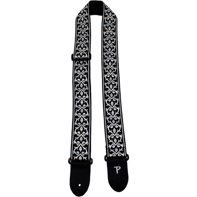 Perri's 2'' Black&White Tribal Jacquard Sewn on Nylon Webbing Bcking & Lther Ends