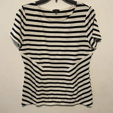 Talbots Women’s Blouse Size Medium Abstract Striped Nautical Office Casual
