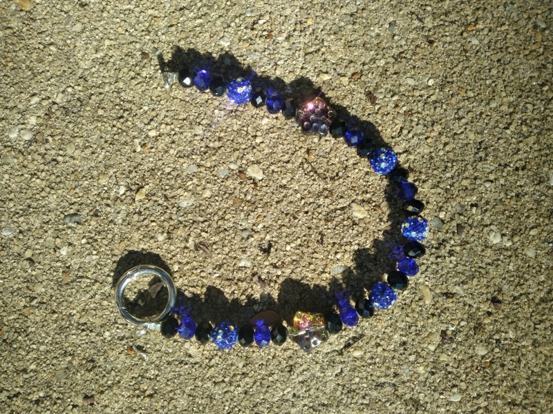 Lovely Cobalt Blue Beaded Phone Chain Key Chain Anklet 10"