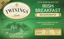 Twinings of London Decaffeinated Irish Breakfast Tea, 20 Tea Bags