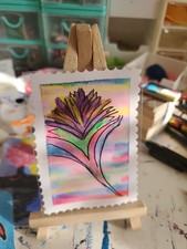 ACEO Art Card Giglio Originale Firmato dall'artista Amy Daisee #1 Garden Series Artwork