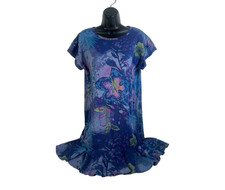 Fresh Produce Women M Swing Dress Purple Blue Shell Ruffle Hem Cap Sleeve