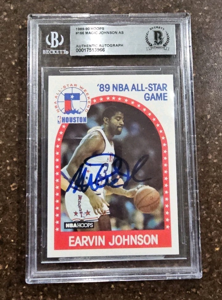 1989 Hoops Magic Johnson Auto All-Star BGS Authentication Beckett HOF Signed 166