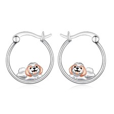 S925 Sterling Silver Dog Hoop Earrings Cute Dog Jewelry Gifts for Women