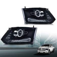 Headlights For 2013-2018 Dodge Ram 1500 2500 3500 Projector LED Bar Plank Style