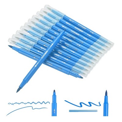 12 Pack Dual Markers Brush Pens Colored Pen Marker Set, Light Blue