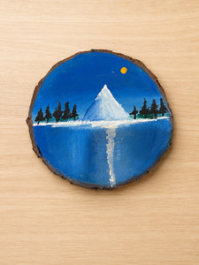 Hand Painted Art on Natural Wood Disc