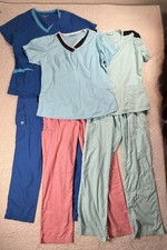 Butter-Soft Scrubs Set Womens M Pants V-Neck Tops Medical Lot 3 Sets