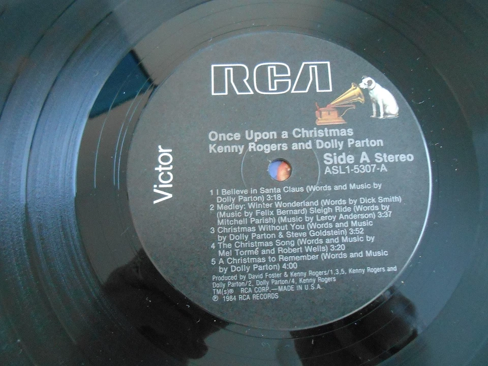 KENNY & DOLLY Once Upon A Christmas LP RCA 1st press NM vinyl orig inner - Image 4 of 4