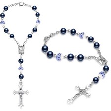 2 Pieces Car Rosary Rearview Mirror Auto Rosary Religious Car Mirror Hanging ...