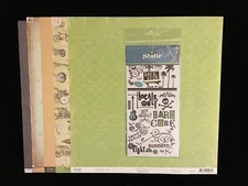 CRATE PAPER "ASSORTED" 12X12 DS TEXTURED HEAVY PAPER AND RUB-ONS