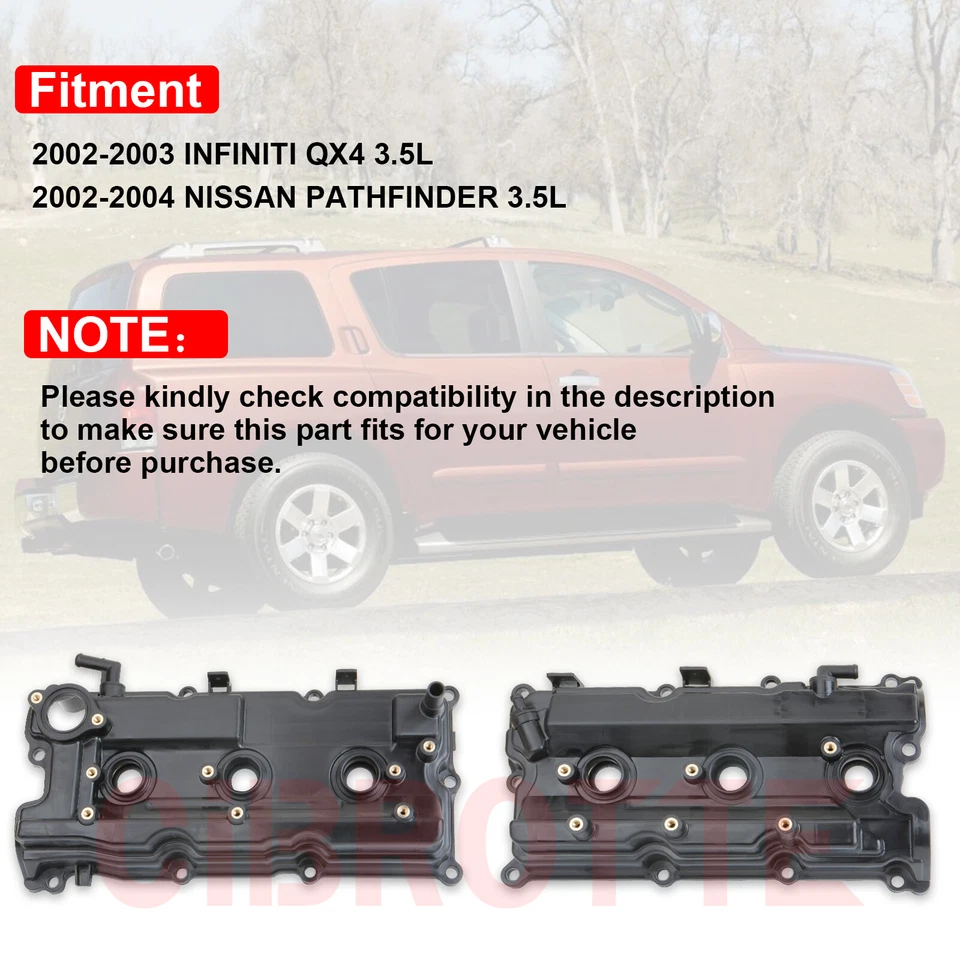 LH & RH Valve Cover Set w/ Gasket & Cap for 02-04 Nissan Pathfinder Infiniti QX4 - Image 3 of 4