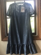 !! NEW !! Michael Michael Kors Ruffle-Hem Lace Dress Blue SZ S