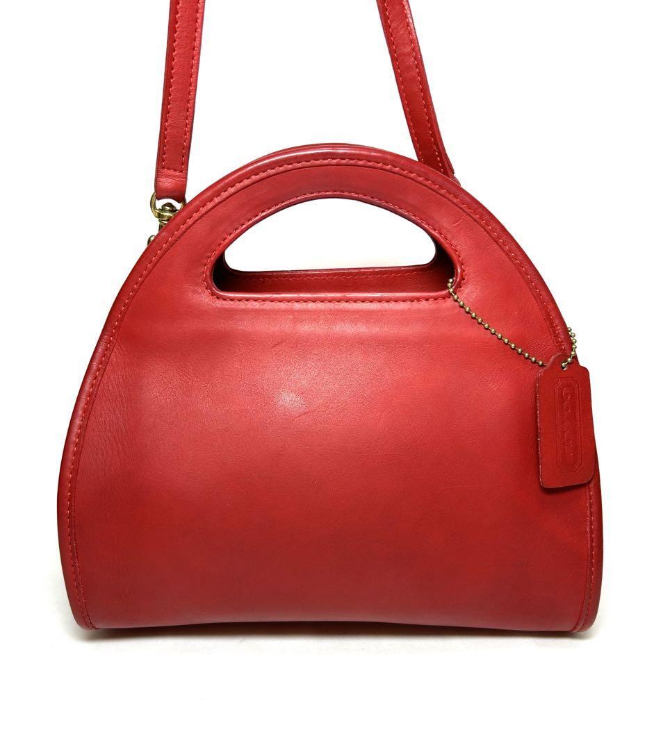 バッグ COACH USA Vintage Leather Dome 2Way Bag Old Coach USA Made 9942 2WAY Leather Shoulder Bag Red Rare