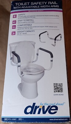 DRIVE TOILET SAFETY RAIL WITH ADJUSTABLE WIDTH ARMS MODEL RTL 12087 NEW 