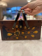 Enid Collins Vintage Wooden Box Purse - Coq d'Or