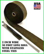 Titanium Lava Wrap Exhaust Turbo Manifold Pipe Header 2"x 50' Stainless Ties Kit