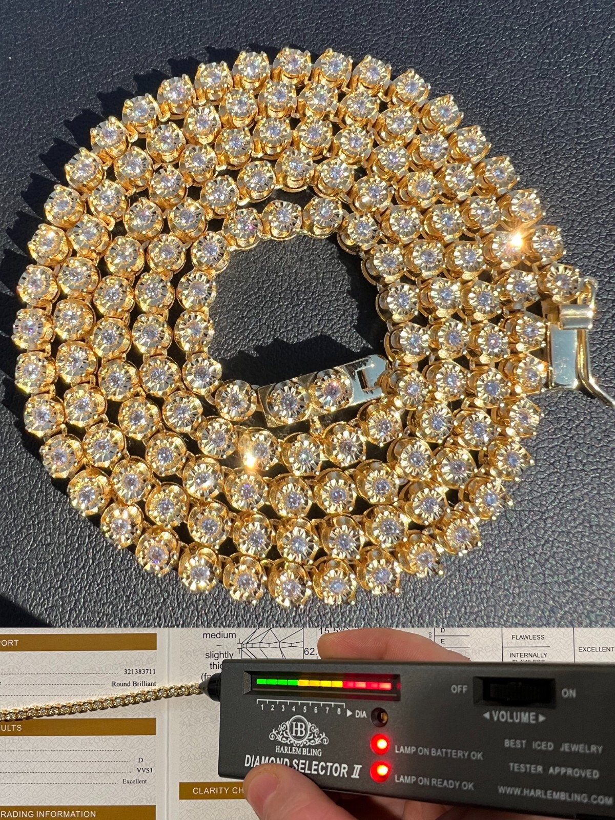 Conjunto de collar de cadena de tenis MOISSANITE Illusion de 3 mm oro 14k Vermeil plata 925