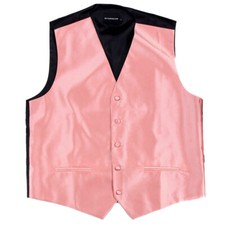 Men's Solid Pink Satin Tuxedo Vest Formals Weddings Proms Waistcoat