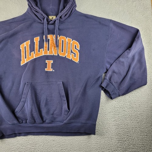 Fighting Illini Hoodie Mens 2XL Blue Reebok Heisman Pullover Sweatshirt NCAA - Picture 5 of 16