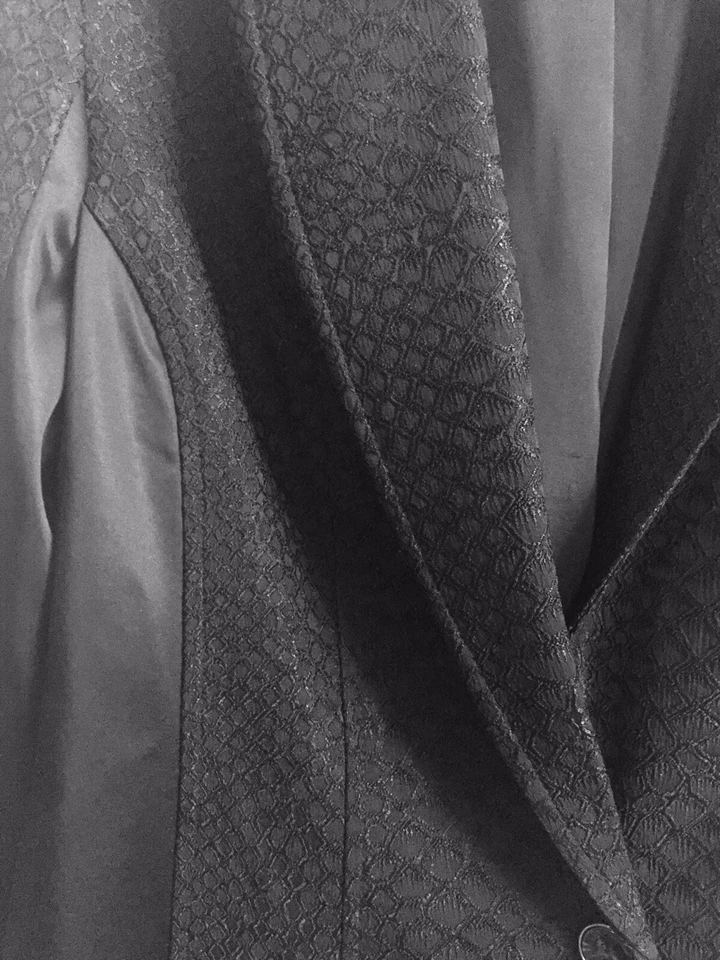 Blazer Cache Talla 8 Negro Botón Único Encaje Satinado Repujado Traje Chaqueta Abrigo Foto 2 de 4