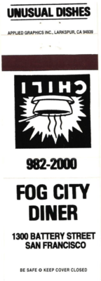 #ad San Francisco California Fog City Diner Unusual Dishes Vintage Matchbook Cover $9.99
