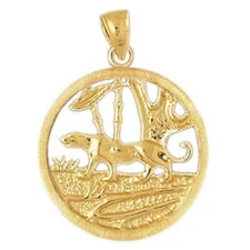 New 14k Yellow Gold Tiger Pendant