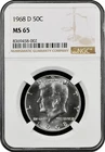 1968-D  KENNEDY  US Half Dollar,   MS65 by NGC,   a SUPERB looking coin!!!!