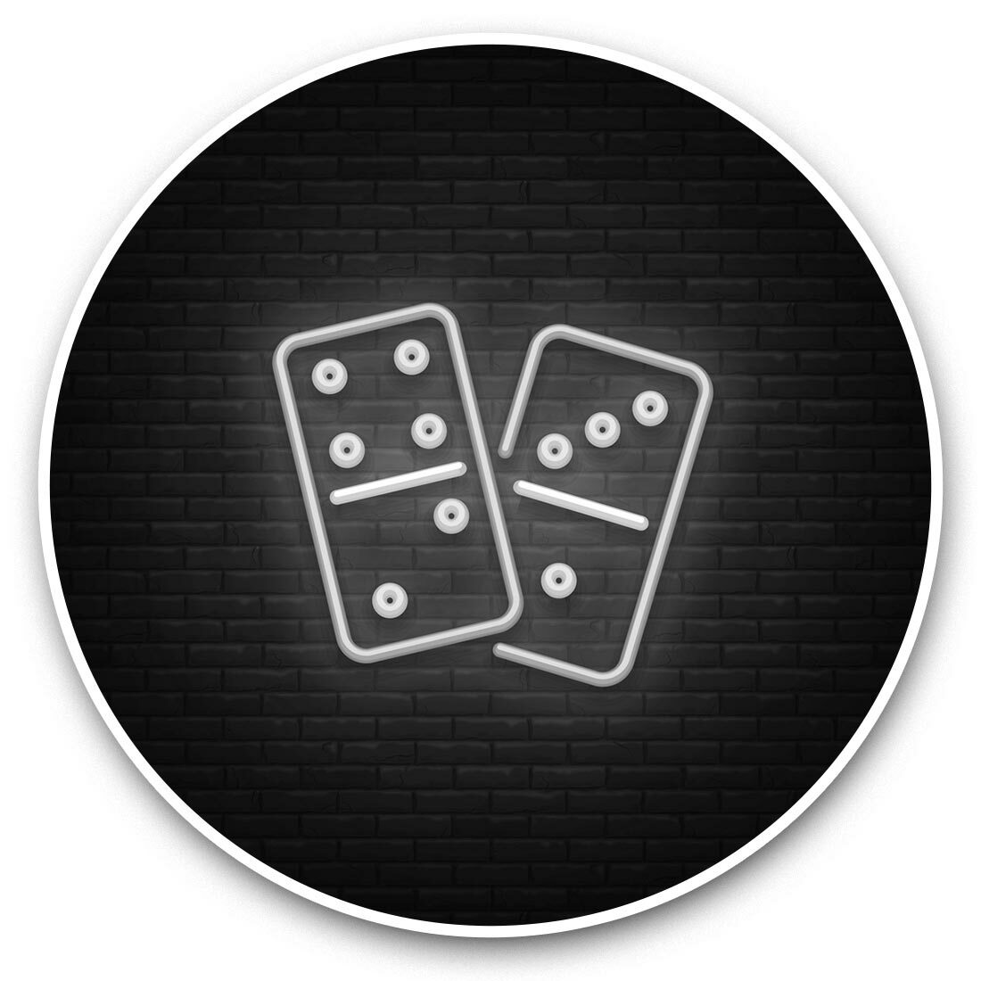2 x Vinyl Stickers 15cm (bw) - Neon Dominoes Sign Domino Game  #36936