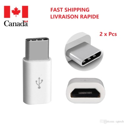 2 PCS USB 3.1 Type C Male to Micro USB Female Adapter Converter Connector USB-C