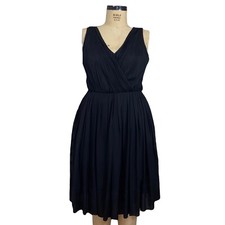 NWT Talbots women's black 100% silk pleated A-line dress sz 6 $189