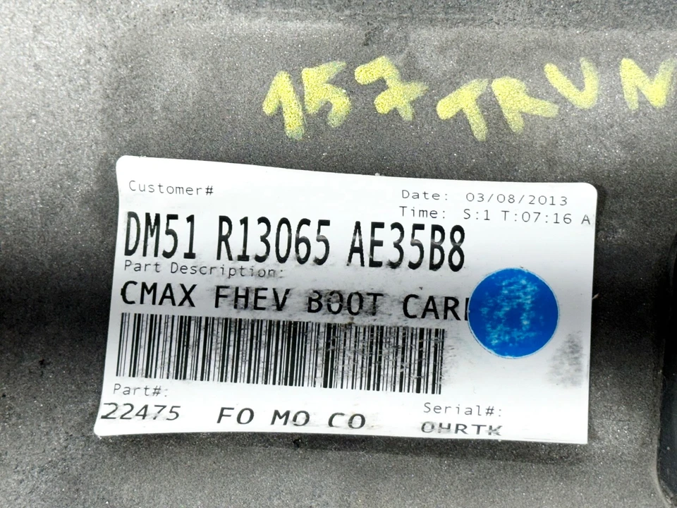 13-18 FORD C-MAX REAR TRUNK CARGO DECK LID LINER INTERIOR COVER TRIM PANEL OEM - Image 3 of 4