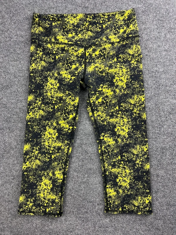 alo-yoga airbrush yellow splatter tie dye cropped capri leggings