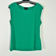 Carlisle Tank Top Womens Medium Scoop Neck Kelly Green Cap Sleeve Viscose Blouse