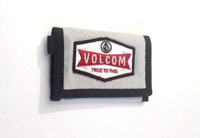 Portefeuille Volcom 2 Plis - Toile Gris Perle, Noir Et Rouge - Unisexe