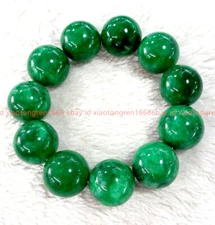  Huge 20mm Natural Green Jade Jasper Round Gemstone Beads Elastic Bracelet 7.5''