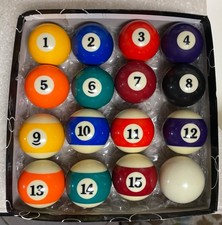 CLEANED & POLISHED “DELUXE” POOL BILLIARD BALLS IN GENERIC BOX (23)