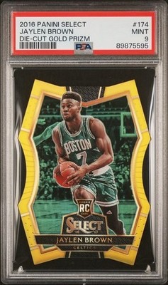 PSA 9 - 2016/17 Panini Select JAYLEN BROWN RC Gold Prizm Die-Cut 07/10 #174