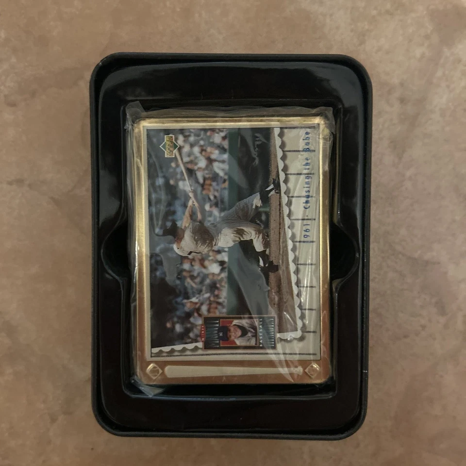 Mickey Mantle cartões de metal altamente em relevo em lata decorativa conjunto de 5 - Imagem 2 de 4