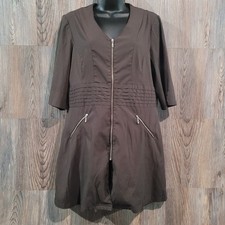 Noel Asmar Uniforms Lauren Tunic Sz M Chocolate Brown Full Zip Spa Professional