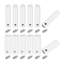 12Pcs 2 Style 20mm/25mm Metal Aglet with Screw, White