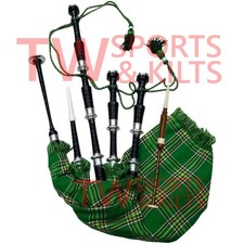 Scottish Great Highland Rosewood Bagpipe Fitted With Silver Mounts Irish Cover
