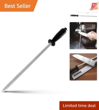 Carbon Steel Knife Sharpening Steel 12 Inch, Fine Grit, Black, Kitchen Tool