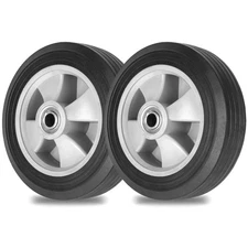 2-Pack 8" x 2" Solid Run-Flat Replacement Tire 5/8" Axle 2" Offset Hub Hand