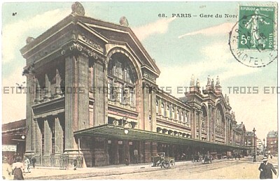 Antique Postcard Paris North Station 1912 Paris France Over 100 years ago 1 cent