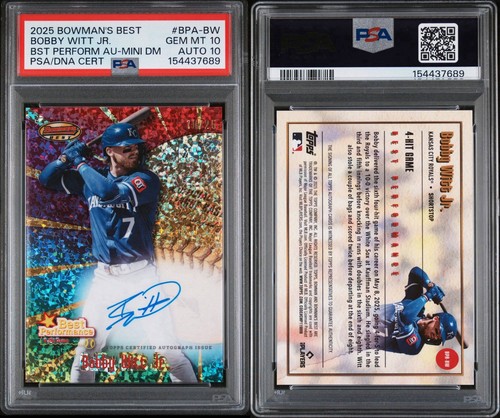 2025 Bowman’s Best Bobby Witt Jr. Best Performance Autograph /25 PSA 10! - Picture 3 of 3