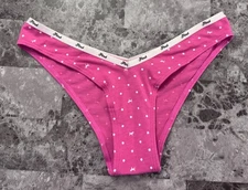 NWT VICTORIA'S SECRET PINK POLKA DOT DOG LOGO BAND V STYLE TANGA CHEEKY PANTIES