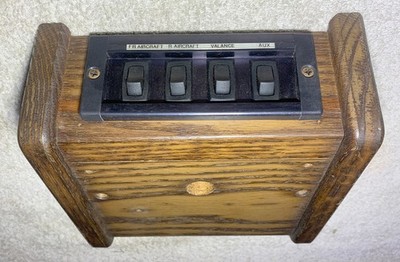 1989 Chevy Custom Van Overhead Oak Wood Mini Console w/ 4 Switch Control Panel